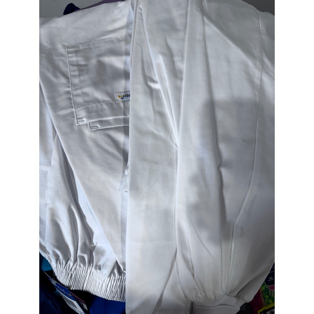Crest 191 White Medical Scrub Pants Elastic Waist Jogger Cuffs Womens 2XL NWT